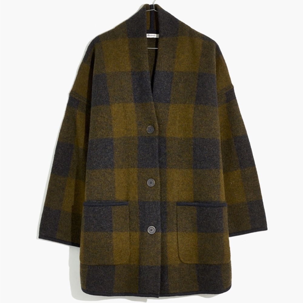 Madewell Buffalo Check Sweater Coat size XS